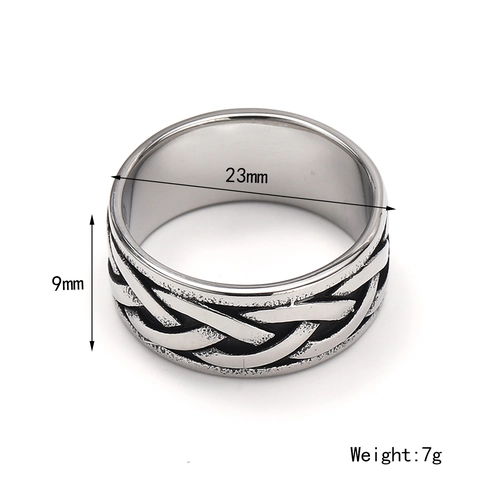 Bague en Acier Inoxydable avec Nœud Celtique Viking Vintage pour Hommes Bague Large Style Punk Nordique Bicolore Or Argent