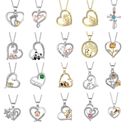 Copper Heart Pendant Only Without Chain For Women Mom Daughter Gift Rhinestone Elephant Panda Rose Sunflower Jewelry Pendant
