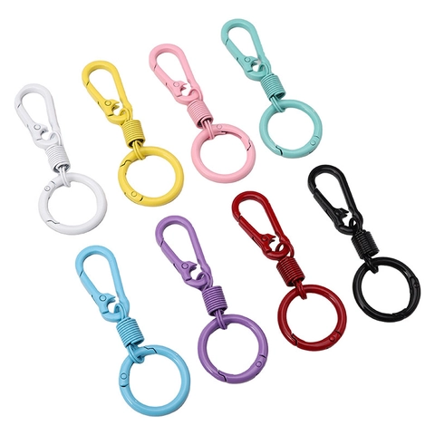 Portachiavi a Moschettone in Lega Colorata Gancio a Molla Clip Anello Tondo Accessorio per Gioielli Fai-da-te Donna Uomo