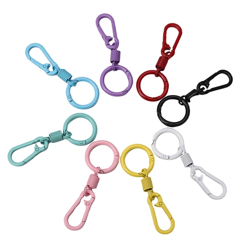 Portachiavi a Moschettone in Lega Colorata Gancio a Molla Clip Anello Tondo Accessorio per Gioielli Fai-da-te Donna Uomo