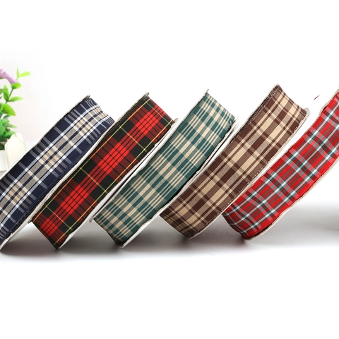 Geweven Ruitlint Gingham Schotse Tartan Polyester Textiellint Voor Cadeauverpakking DIY Handwerk Preppy Decoratie