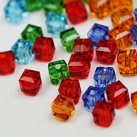 Cube Faceted Glass Crystal Beads Square Spacer Beads For Jewelry Making Handmade DIY Bracelets Necklaces Accessory Material