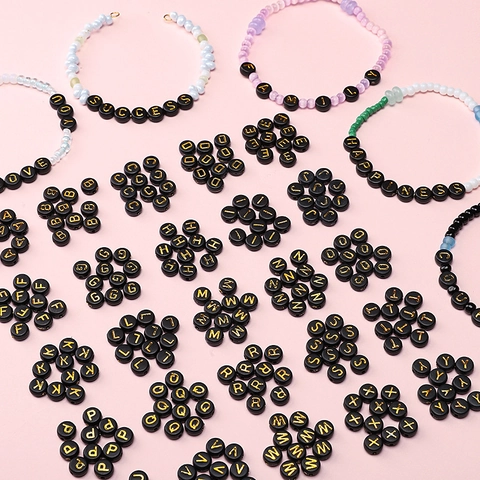 Acrylic Alphabet Letter Flat Round Beads For DIY Handmade Bracelet Necklace Jewelry Making Minimalist Craft Accessory