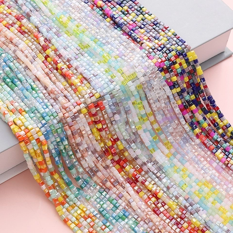 Facettierte Quadratische Glasperlen Bunte Galvanisierte Würfel Zwischenperlen Für DIY Schmuckherstellung Armband Halskette Handwerk