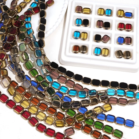 Glass Oval Beads With Gold Alloy Metal Frame For DIY Jewelry Making Handmade Bracelet Necklace Earring Craft Supplies