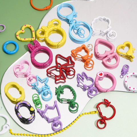 Llaveros de Aleación de Colores Forma Corazón Gato Estrella Accesorios de Joyería DIY Cierre de Langosta Gancho de Resorte para Bolsos
