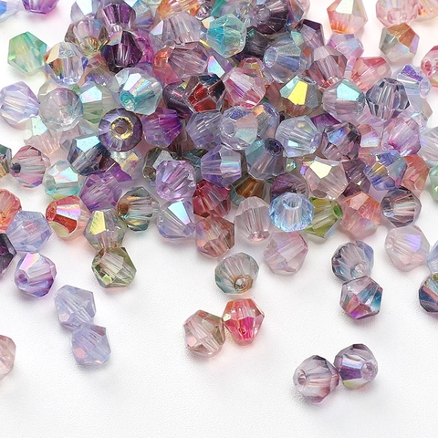 Cuentas de Vidrio Bicónicas Con Revestimiento AB Aurora Facetadas Cuentas Espaciadoras Para Creación De Joyas DIY Pulseras
