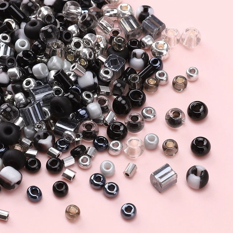 High Quality Glass Seed Beads Dark Series Black Silver Grey Round Bugle Cube Beads For DIY Jewelry Bracelet Necklace Craft Making