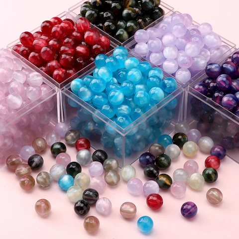 Sognanti Perle Rotonde in Resina Occhio di Gatto per Fai da Te Creazione Gioielli Bracciale Collana Materiali Artigianali
