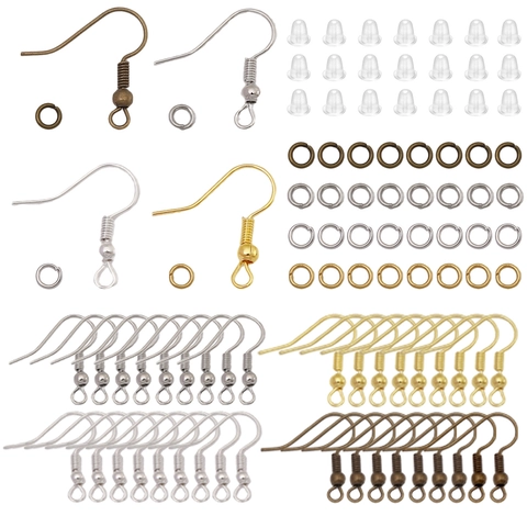 Kit de Fabrication de Boucles d'Oreilles DIY Bijoux Fer Crochets Anneaux de Jonction Ouverts Fermoirs en Silicone