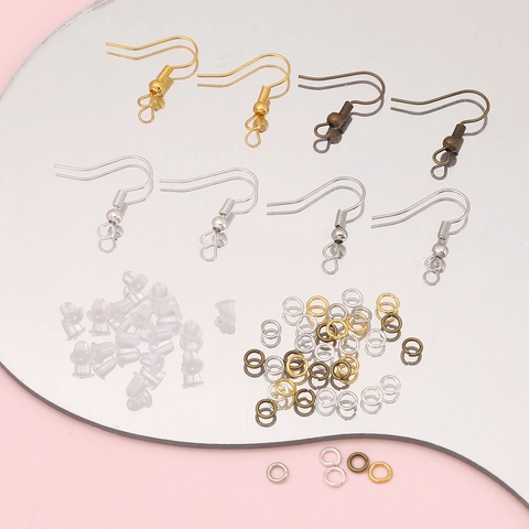 Kit d'Accessoires pour la Fabrication de Boucles d'Oreilles DIY Avec Crochets en Fer Anneaux Ouverts et Fermoirs en Silicone