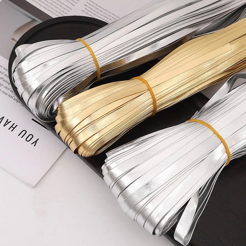 Metallic PU Glossy Edge Strips Gold Silver Synthetic Leather Binding Trim For DIY Sewing Bag Clothing Decorative Strips