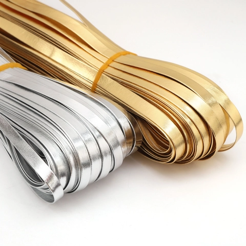 Metallic PU Glossy Edge Strips Gold Silver Synthetic Leather Binding Trim For DIY Sewing Bag Clothing Decorative Strips