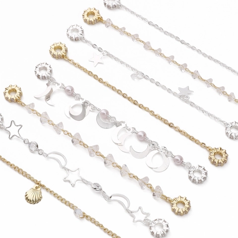 Kupfer Zirkonia Künstliche Perle Sicherheitskette Verbinder Für DIY Armband Schmuckherstellung Muschel Stern Mond Anhänger Damen
