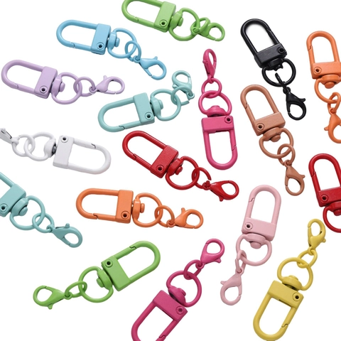 Colorful Alloy Swivel Lobster Clasp Keychain Hooks DIY Handmade Phone Chain Decoration Painted Metal Key Rings Hardware