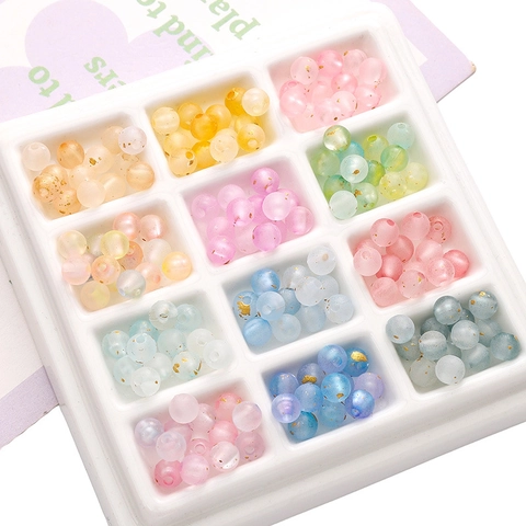 Gefrostete Acryl Rundperlen Mit Goldfolie Für DIY Schmuckherstellung Handyketten Armbänder Macaron Farben