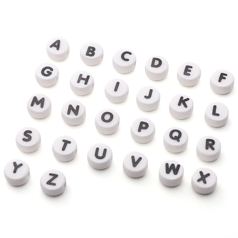 White Ceramic Letter Beads Round Flat Alphabet Beads DIY Handmade Jewelry Loose Beads For Bracelets Necklaces Jewelry Making