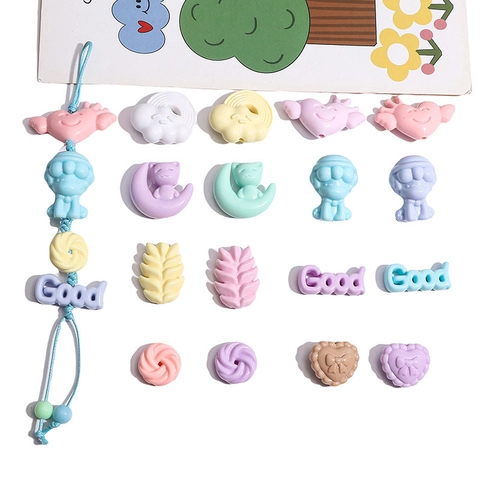 Acrylic Macaron Colored Loose Beads Mixed Cartoon Animal Heart Star Letter Shapes For DIY Jewelry Making Accessories