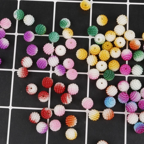 10mm ABS Artificial Pearl Yangmei Beads Colorful Gradient Textured Round Beads For Handmade DIY Jewelry Making Accessories