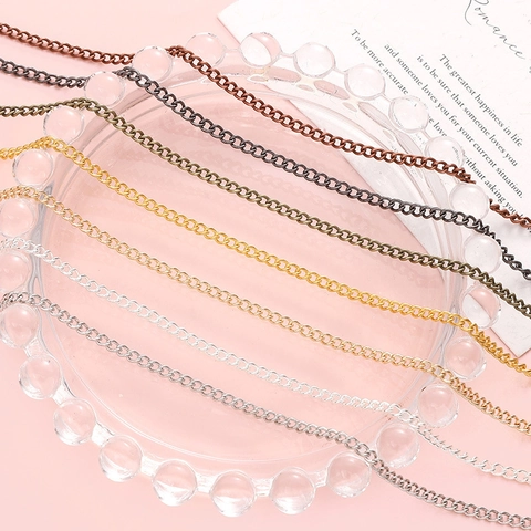 Curb Chain For DIY Jewelry Making Extension Necklace Material Multi-color Copper Iron Fine Chain Link Accessory Women