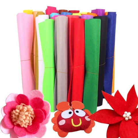 Fogli di Tessuto Non Tessuto Colorati Materiale per Bricolage Fatto a Mano per Progetti Scolastici Bambini Tessuto