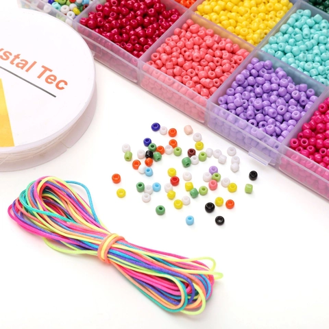 DIY Jewelry Making Kit Multicolor Glass Seed Beads Acrylic Alphabet Heart Smile Face Beads With Elastic String Handcraft Set