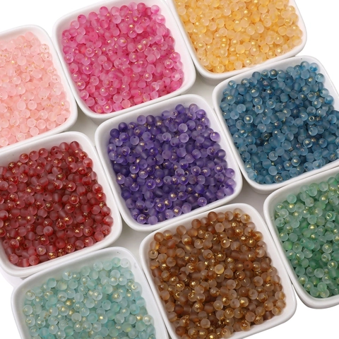 Frosted Gold Sprinkled Glass Beads Round Loose Spacer Beads For DIY Jewelry Making Bracelet Necklace Handmade Accessory Material