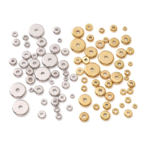 Stainless Steel Flat Round Spacer Beads For DIY Jewelry Making Bracelet Necklace Earring Decorative Metal Beads Multi Size