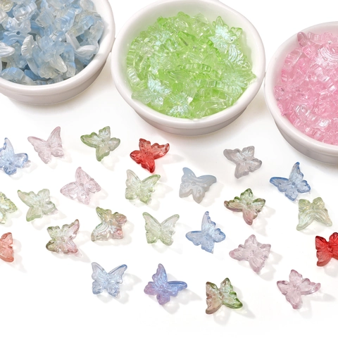 Glass Butterfly Beads For DIY Jewelry Making Colorful Gradient Loose Beads For Bracelets Necklaces Decorative Accessories