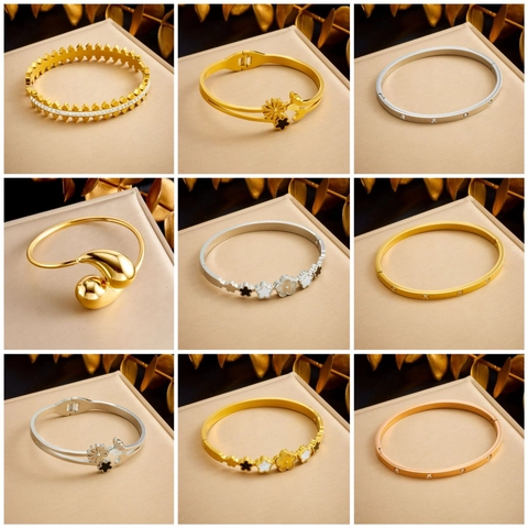 Edelstahl Magnetarmband Für Damen Gold Silber Plattiert Zirkonia Blume Bienenstock Herz Böser Blick Muster Modeschmuck
