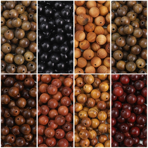 Natural Round Wood Beads 8mm Spacer Beads With Hole For Jewelry Making Handcrafted Oiled Wooden Beads For DIY Bracelet Necklace