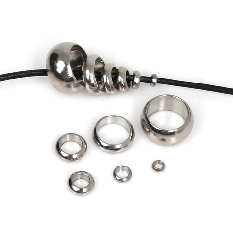 Edelstahl Rondelle Zwischenperlen Poliert Großloch Metall Lose Perlen Für DIY Schmuckherstellung Halskette Armband Zubehör