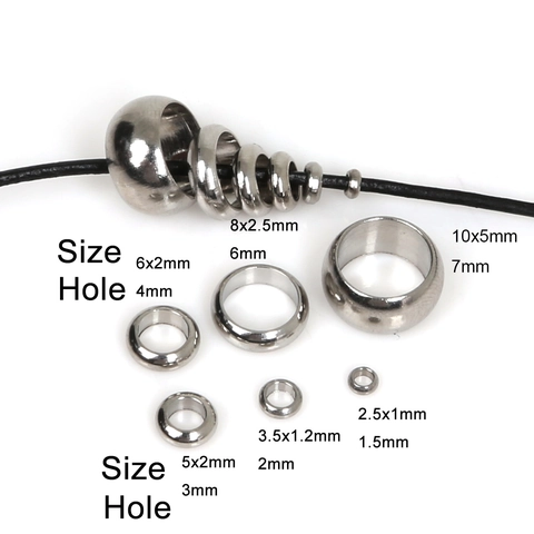 Edelstahl Rondelle Zwischenperlen Poliert Großloch Metall Lose Perlen Für DIY Schmuckherstellung Halskette Armband Zubehör