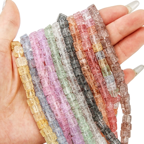 Quadratische Würfel Glasperlen Mit Crackle-Effekt Für Schmuckherstellung DIY Armbänder Halsketten Damen Handwerk Lose Perlen