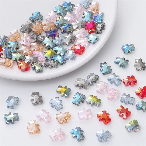 Faceted Glass Bear Beads Iridescent Crystal Animal Loose Beads DIY Bracelet Necklace Accessory For Jewelry Making