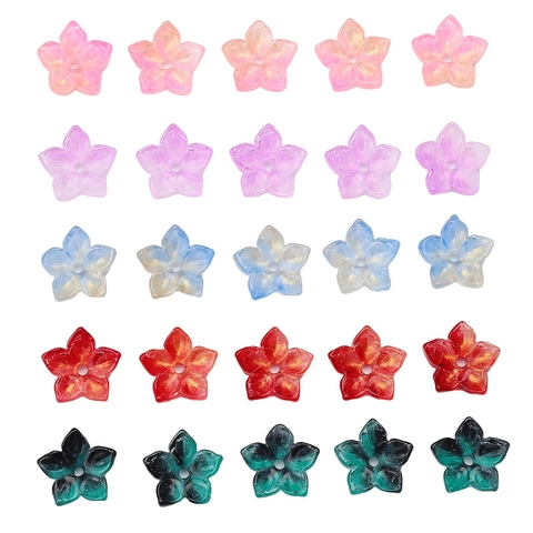 Cherry Blossom Glass Beads Gradient Flower Loose Beads Lampwork Petal Beads For DIY Jewelry Making Bracelet Accessories