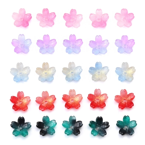 Cherry Blossom Glass Beads Gradient Flower Loose Beads Lampwork Petal Beads For DIY Jewelry Making Bracelet Accessories