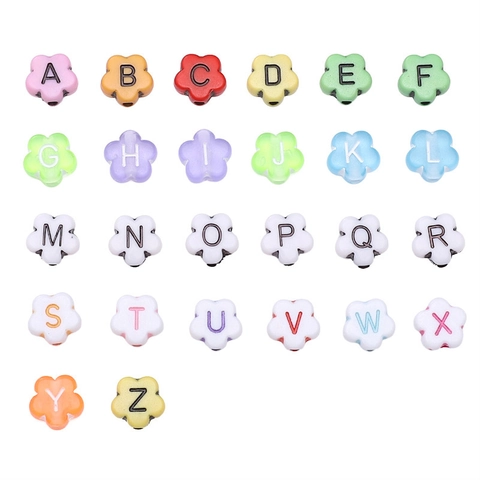 Acrylic Plum Blossom Flower Letter Beads For DIY Jewelry Making Colorful Handmade Alphabet Beads For Bracelet Necklace Craft Accessories