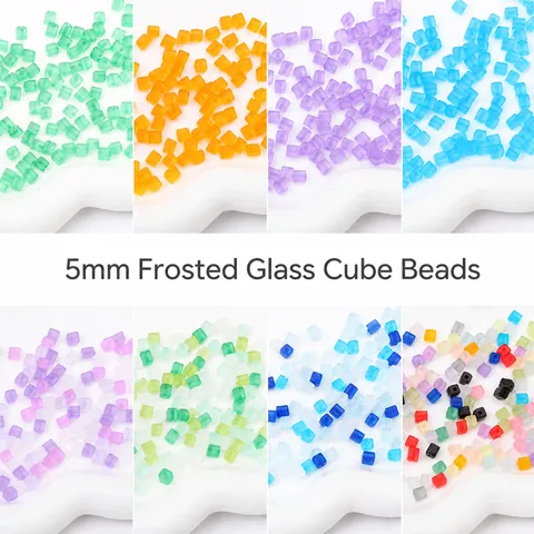 5mm Mattglas Würfelperlen Quadratische Zuckerperlen Für DIY Schmuckherstellung Armband Halskette Handyketten Zubehör