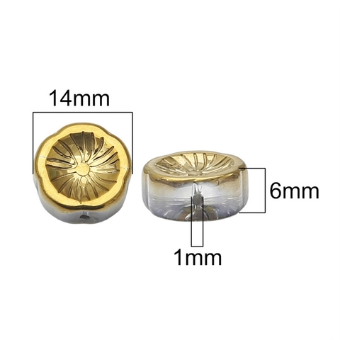 Cuentas de Vidrio en Forma de Flor 14mm Hawaii Pétalo Cuentas Sueltas Aurora Iridiscente para Creación de Joyas DIY Pulseras