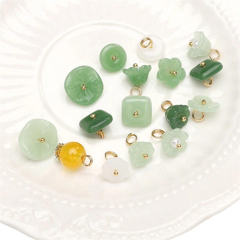 Ciondoli a Forma di Fiore in Vetro Imitazione Giada Stile Cinese Fai da Te Creazione Gioielli Fibbia Pingan per Collana Bracciale