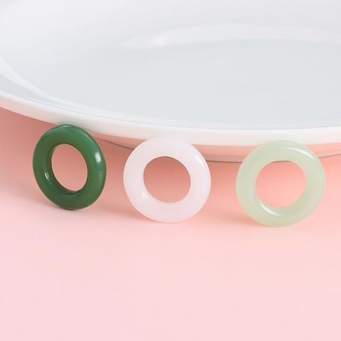 Polished Glass Ring Connectors For DIY Jewelry Making Translucent Glass Beads For Hair Sticks Accessories Green White Donut Rings