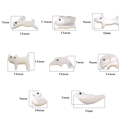 Natural White Mother Of Pearl Shell Beads Cute Animal Dolphin Elephant Rabbit Shape Loose Beads For DIY Jewelry Making Accessories