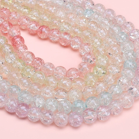 Crackle Glasperlen Runde Lose Perlen Für DIY Schmuckherstellung Armband Halskette Zubehör Macaron Bunte Crackle Muster Perlen