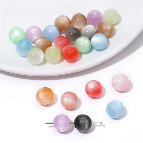 Resin Imitation Cat's Eye Round Beads Colorful Loose Beads For DIY Jewelry Making Bracelet Necklace Handicraft Supplies Accessories