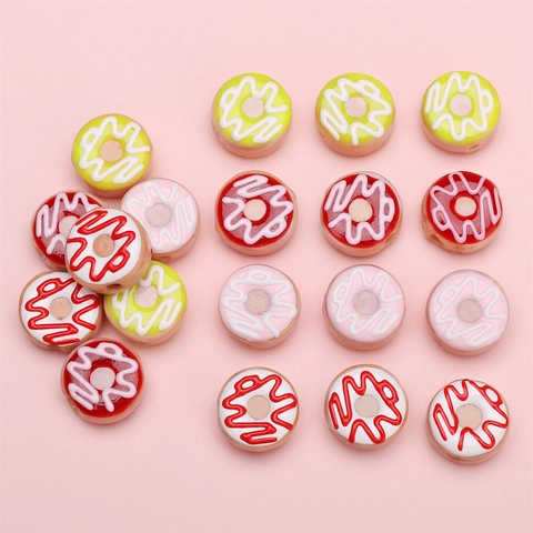 Hand Painted Glazed Lampwork Glass Donut Beads Simulation Food Loose Beads For DIY Bracelet Necklace Jewelry Findings