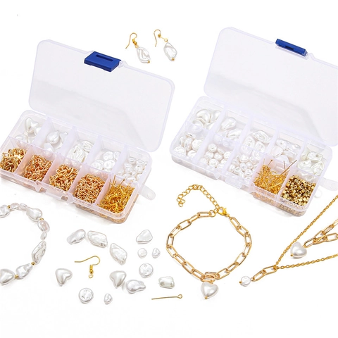 Kit per la Creazione di Gioielli Fai-da-Te Con Perle Barocche Artificiali ABS Catene in Lega Ganci per Bracciali Fatti a Mano