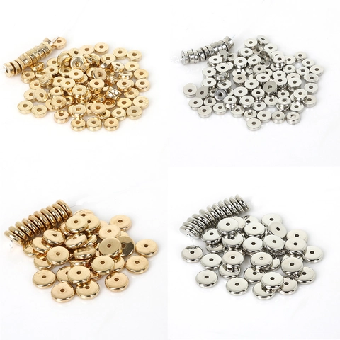 Metallic Luster Plastic CCB Spacer Beads Flat Disc Saucer Shape Plated Gold Silver DIY Jewelry Making Findings Materials
