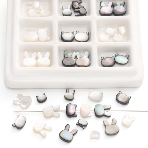 Natürliche Irisierende Muschelperlen Süße Tierform Kaninchen Katzenkopf Lose Perlen Für DIY Armband Halskette Schmuckherstellung Handgefertigtes Zubehör