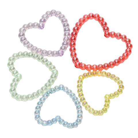 Cuentas Sueltas de Corazón Hueco de Acrílico Color AB para Cadena de Teléfono DIY Pendientes Accesorios de Creación de Joyas
